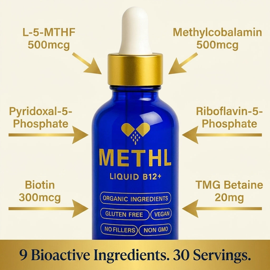 Methylated B Complex Liquid Drops with TMG | MTHFR Support | METHL multivitamin METHL Only Multivitamins